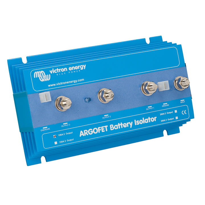 Victron Energy Argo FET Battery Isolator for 2 batteries, 100AMP, with wiring terminals visible in the image.