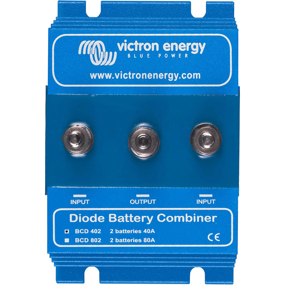 Victron Energy BCD 402 Combiner Diode for 2 batteries, 40A battery management system, used in solar and renewable energy setups.