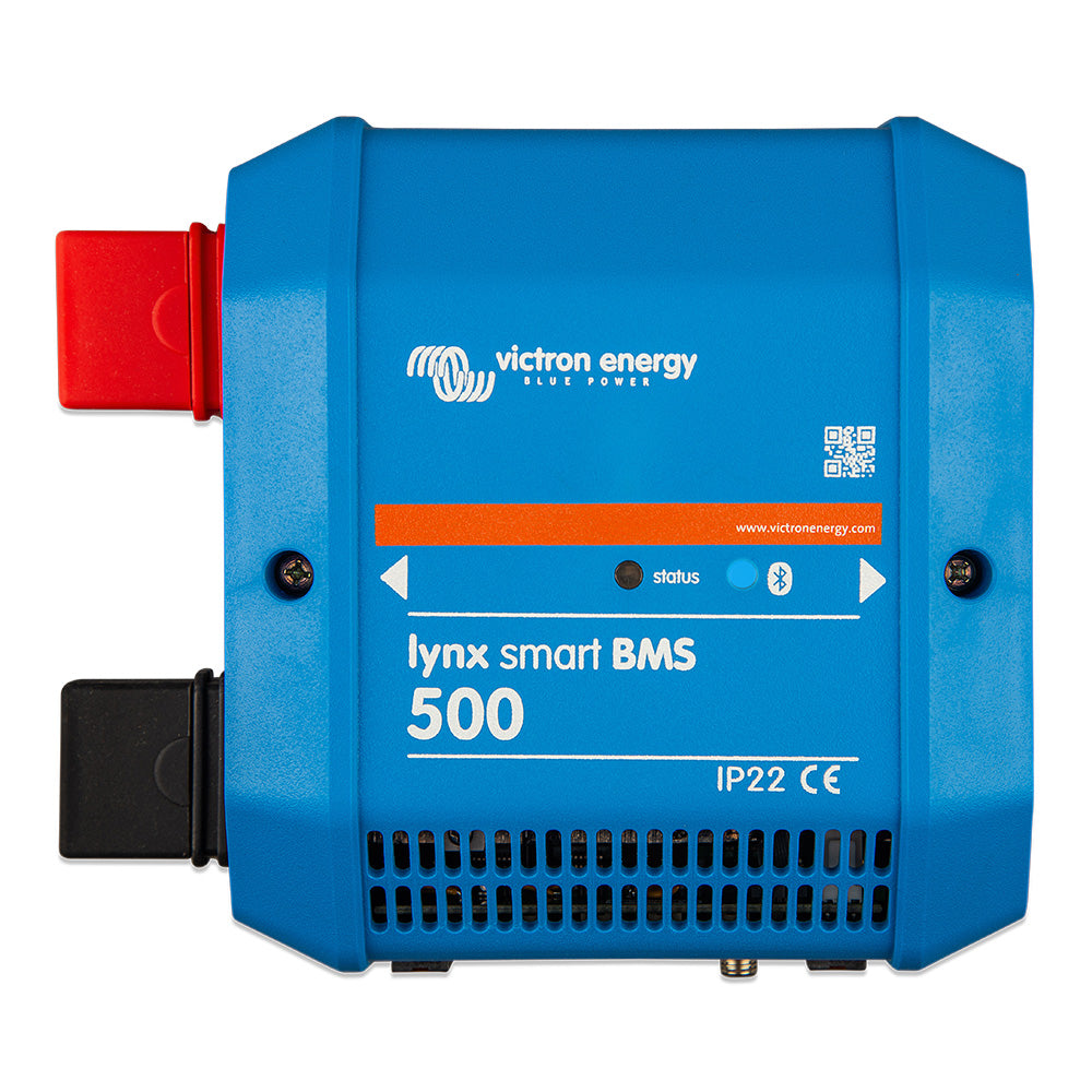 Victron Lynx Smart BMS 500 M10 Battery Management System from Victron Energy, showing the unit's compact design and connection ports.
