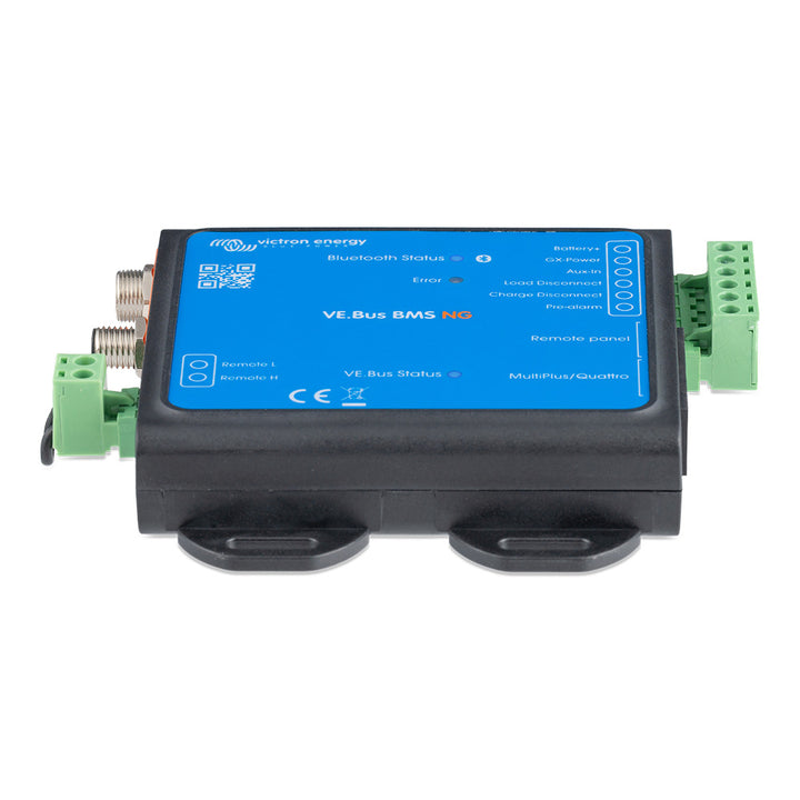 Victron Energy VE.Bus BMS NG battery management system with display and connection ports for advanced battery monitoring.