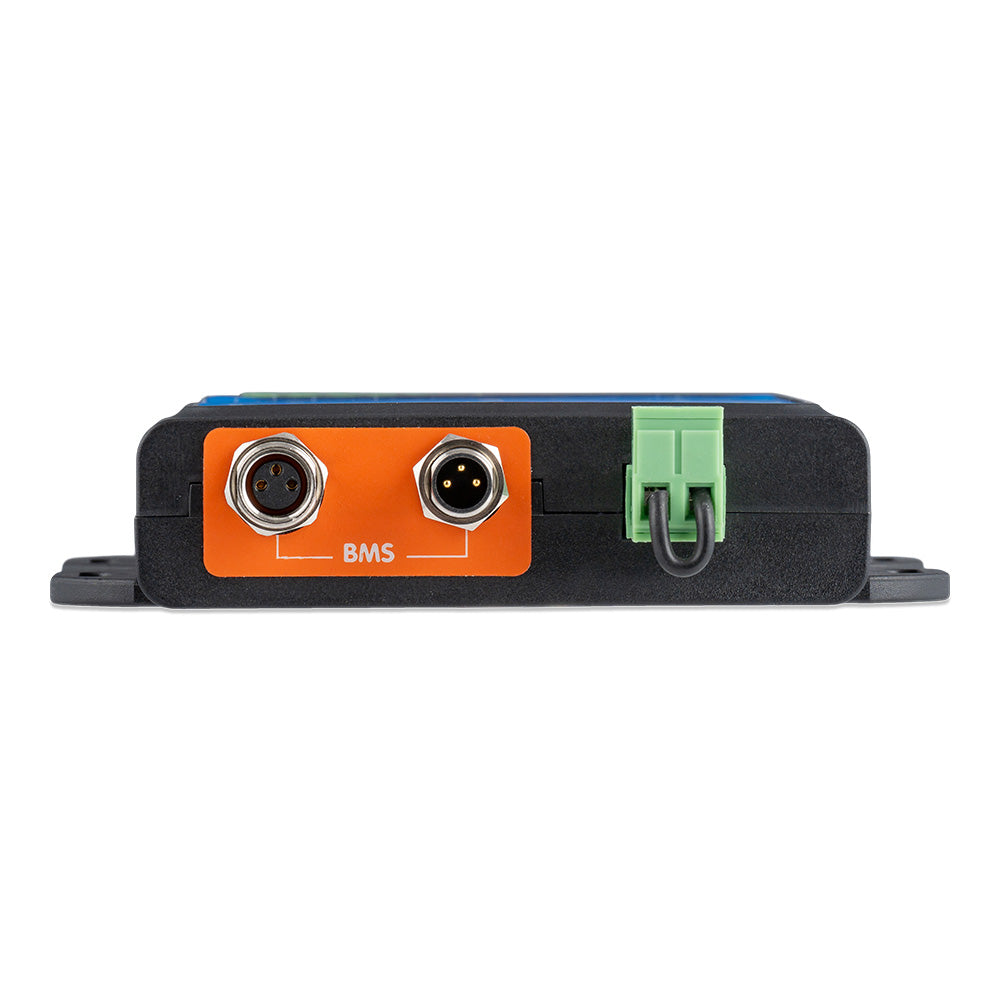Victron Energy VE.Bus BMS NG battery management system with digital display and connection ports for energy monitoring.