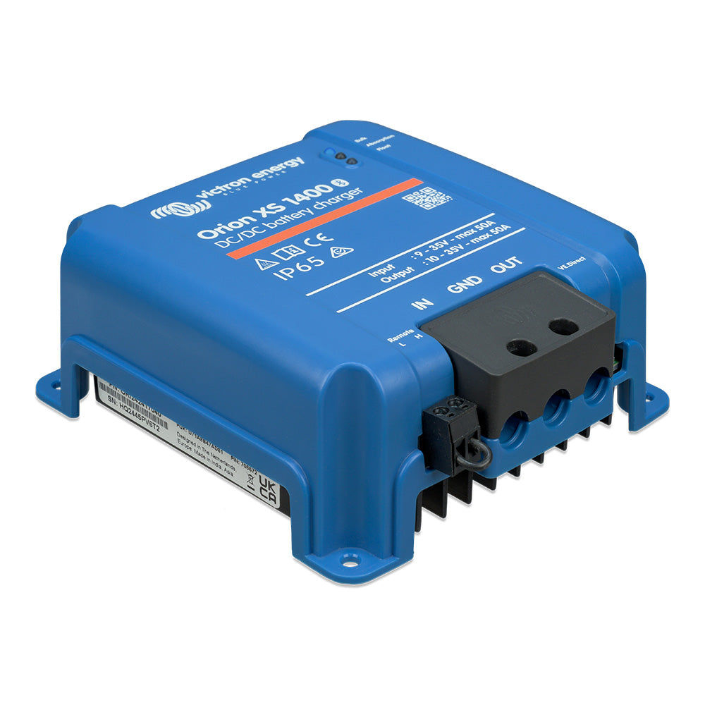 Victron Orion XS 1400 DC-DC Battery Charger from Victron Energy, showing the compact converter with input/output ports and branding.