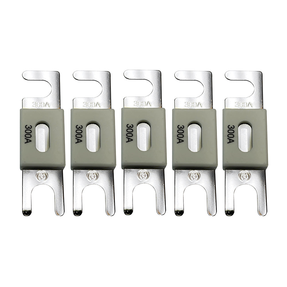 Victron Energy ANL Fuse 300A/80V fuse block with fuses, shown in a package of five for high-current battery protection.