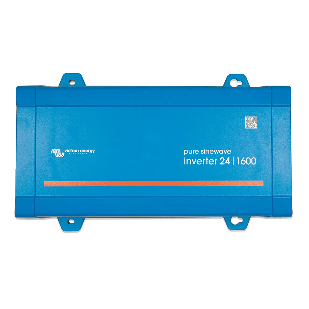 Victron Energy 24/1600 inverter with 120V output, VE.Direct port, NEMA 5-15R power outlet, compact and reliable design.