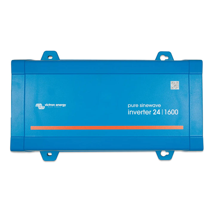 Victron Energy 24/1600 inverter with 120V output, VE.Direct port, NEMA 5-15R power outlet, compact and reliable design.
