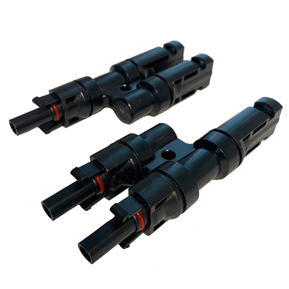 Victron Energy Solar Splitter Pair MC4-Y connector set with one male and one female connector for solar panel wiring.