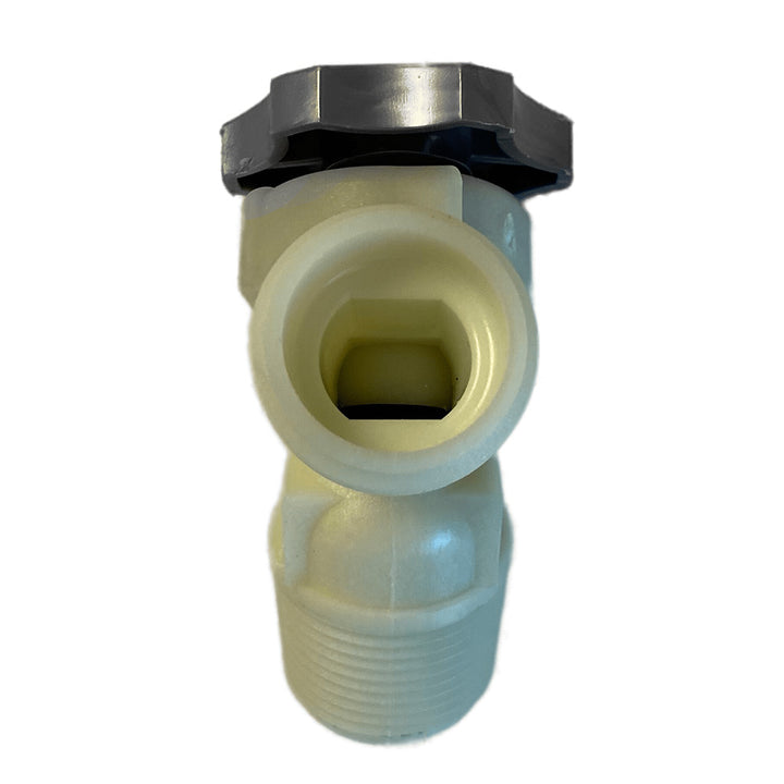 Whale Marine 3/4-inch hot water heater drain valve installed on a boat&