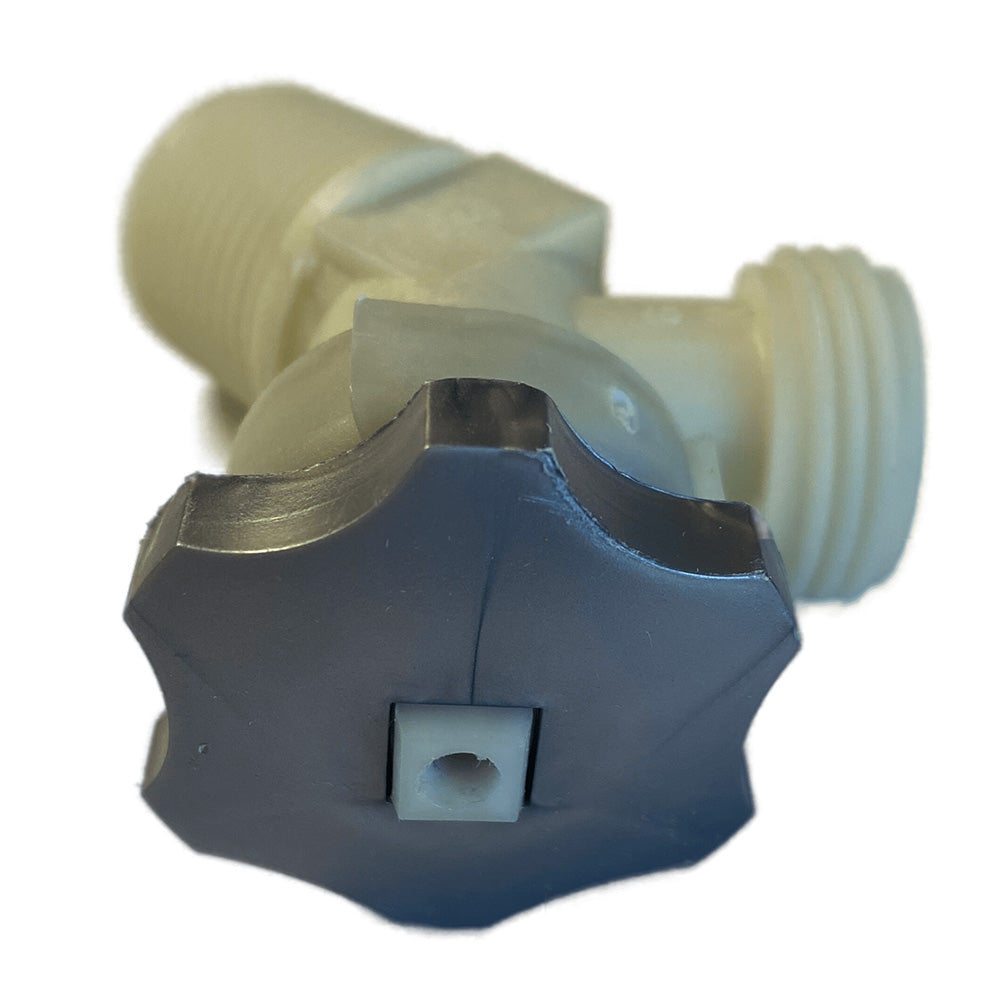 Whale Marine 3/4-inch hot water heater drain valve, marine accessories, durable brass valve for water drainage in boats.