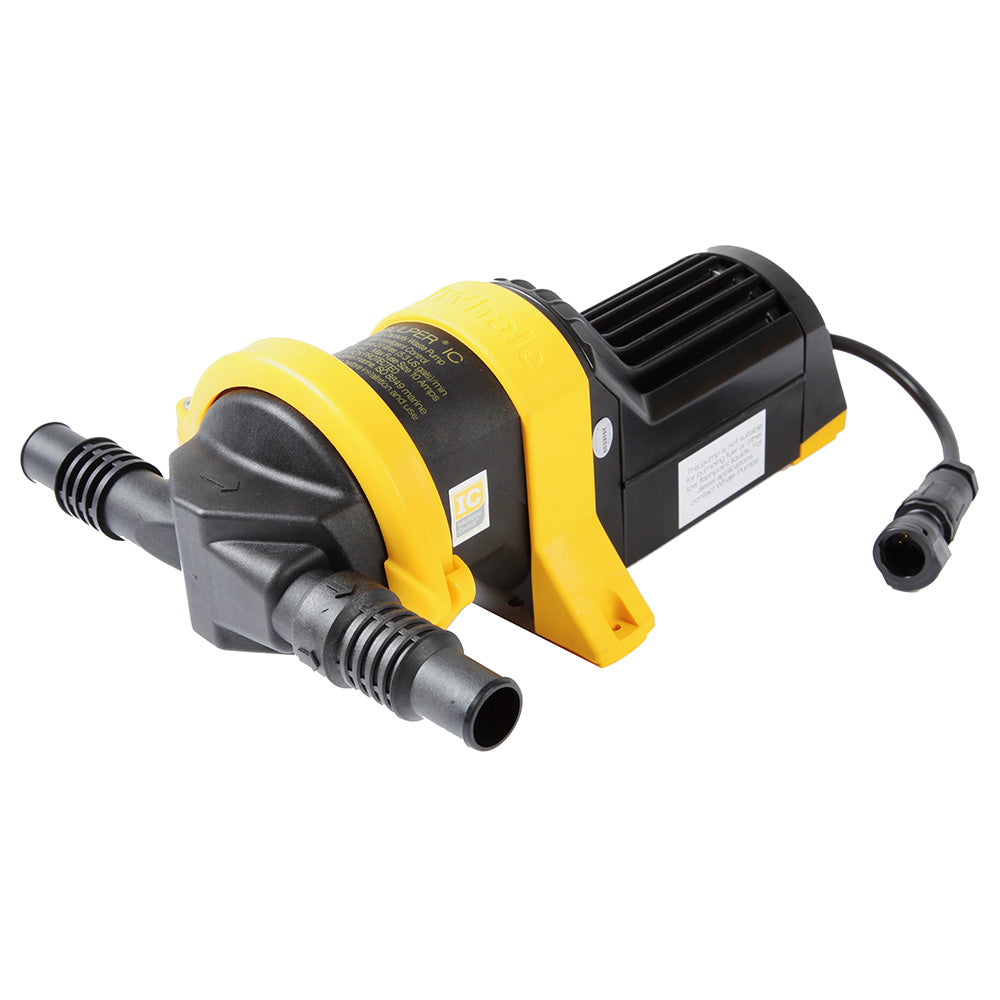 Whale Marine Gulper IC Waste Pump 12V bilge pump shown in black, designed for marine bilge water removal and waste pumping.