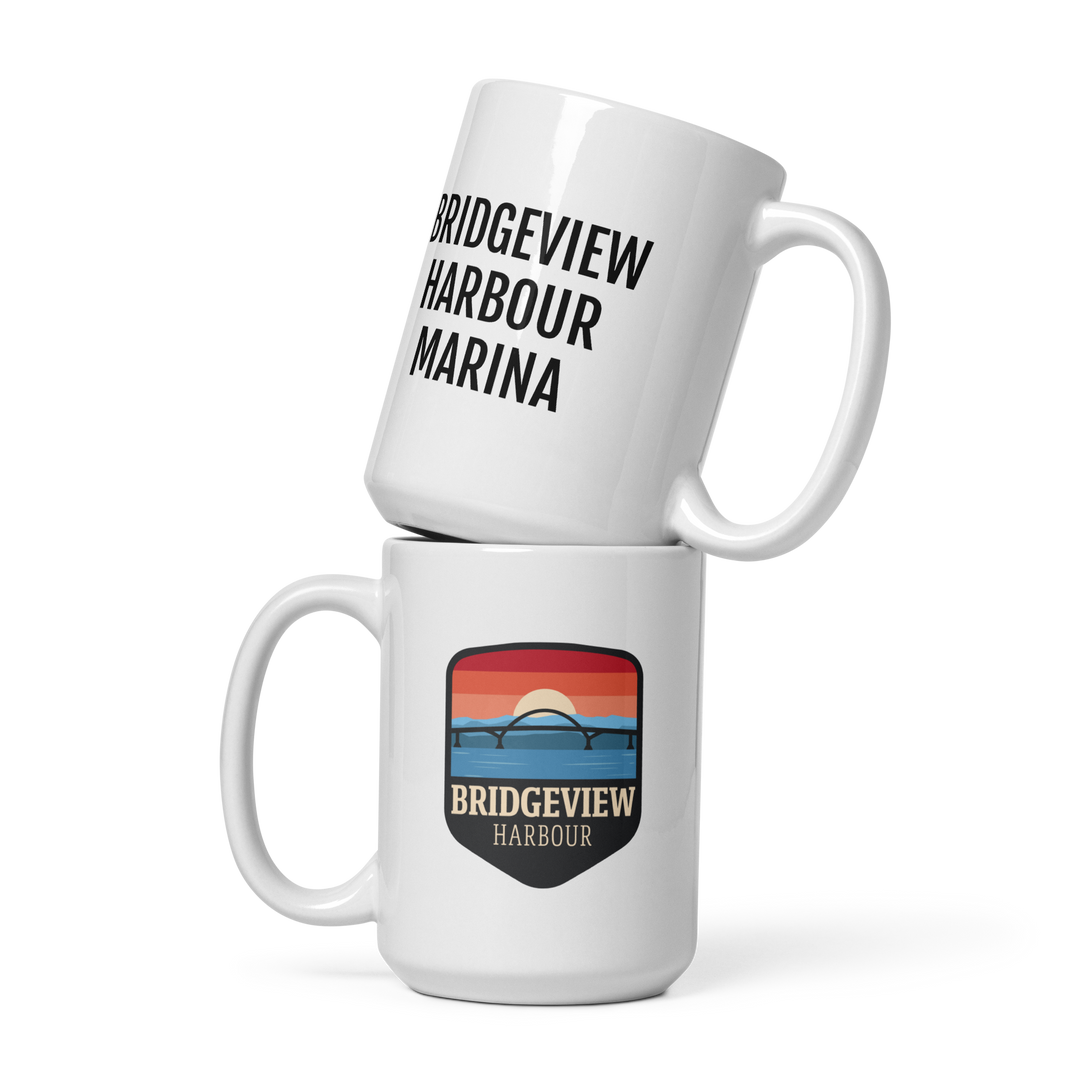 Bridgeview Harbour White glossy mug