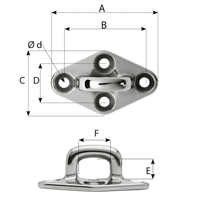 Vis à œil diamantée Wichard - Carrée - Longueur 60 mm (2-23/64") - Vis M5