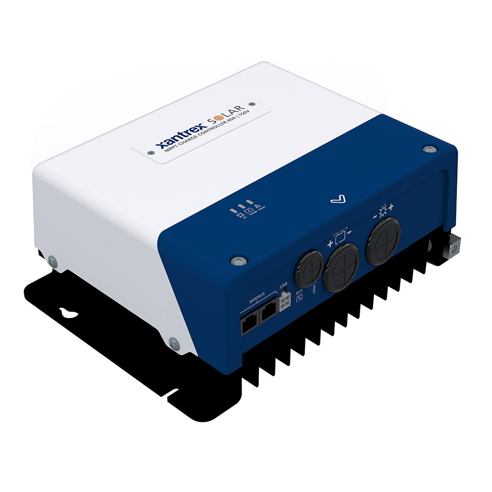 Xantrex 60 AMP MPPT Charge Controller for battery management, with display and connection ports visible.