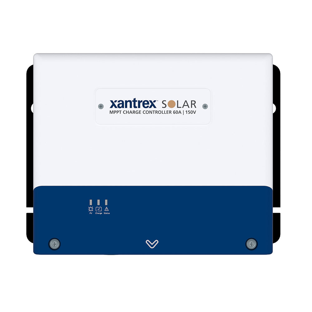 Xantrex 60 AMP MPPT Charge Controller for battery management, showing digital display and connection terminals.