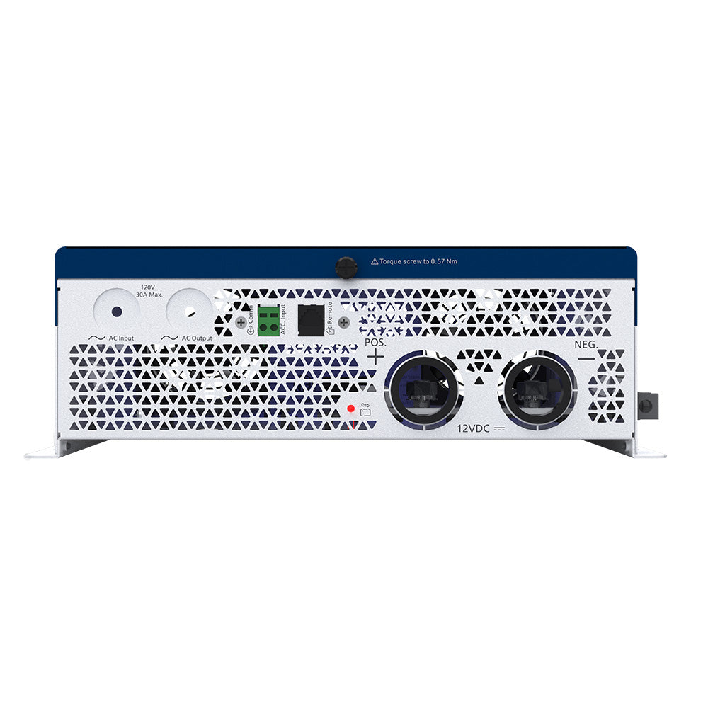 Xantrex Freedom X 2000 True Sine Wave Power Inverter displaying front view with power buttons and ventilation openings.