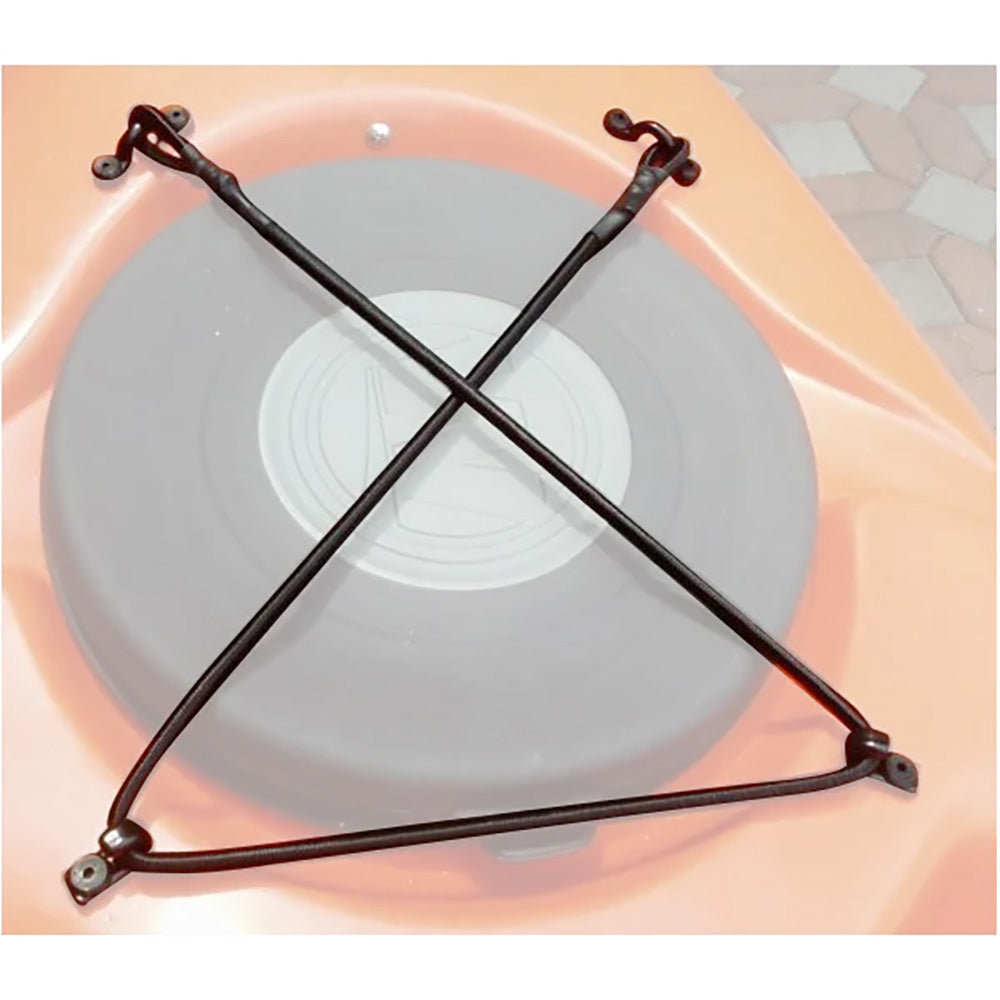 YakGear Bungee Deck Kit accessories with adjustable bungee cords and hooks for kayak deck security and organization.