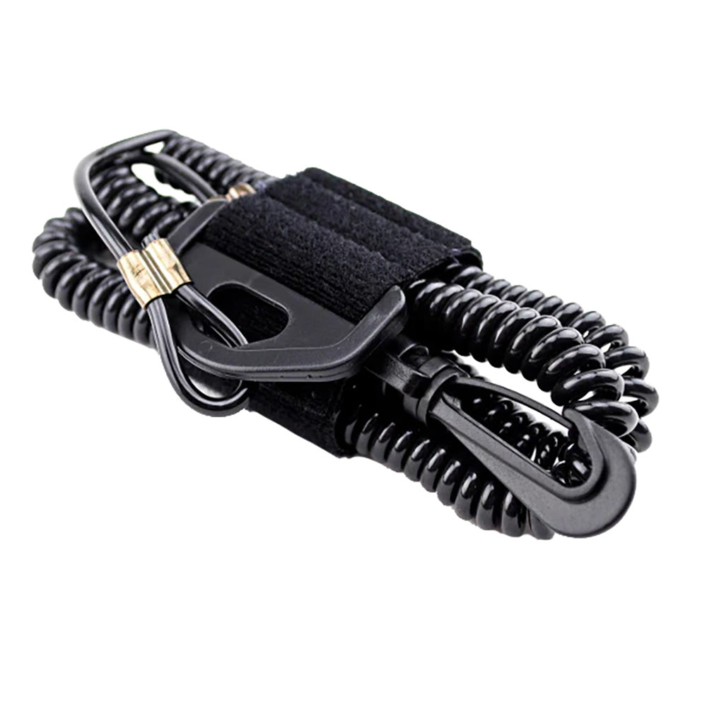 Coiled YakGear paddle leash accessory with durable design, suitable for securing paddles during water activities.