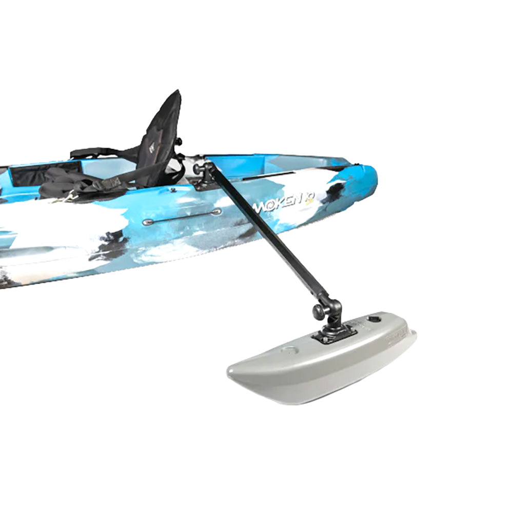 YakGear StandnCast kayak and canoe outriggers for added stability on water, shown mounted on a kayak in the image.
