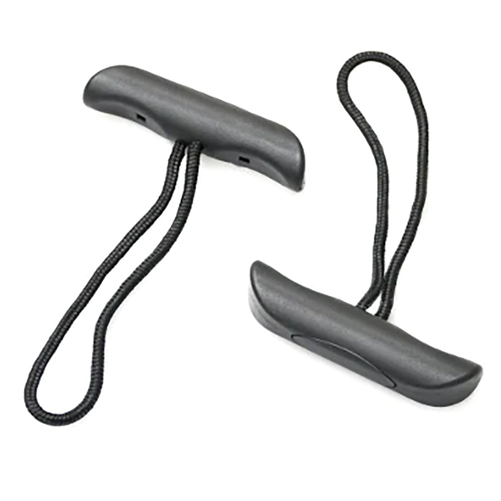 YakGear Toggle Handle Kit, kayak accessories with black toggle handles and mounting hardware, designed for kayak paddle or anchor system.
