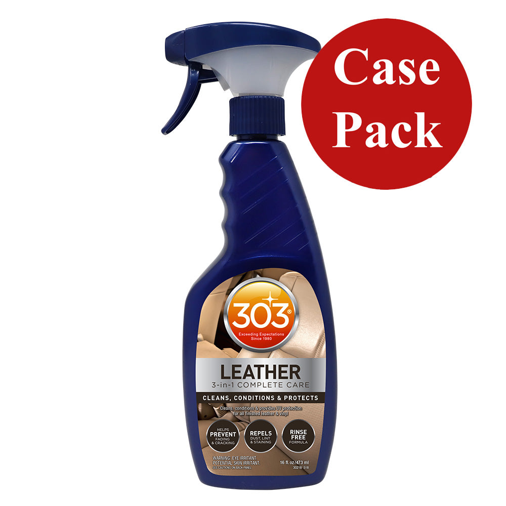 303 Automotive Leather 3-In-1 Complete Care cleaning kit, 16oz bottles, in a case of 6, for leather cleaning and protection