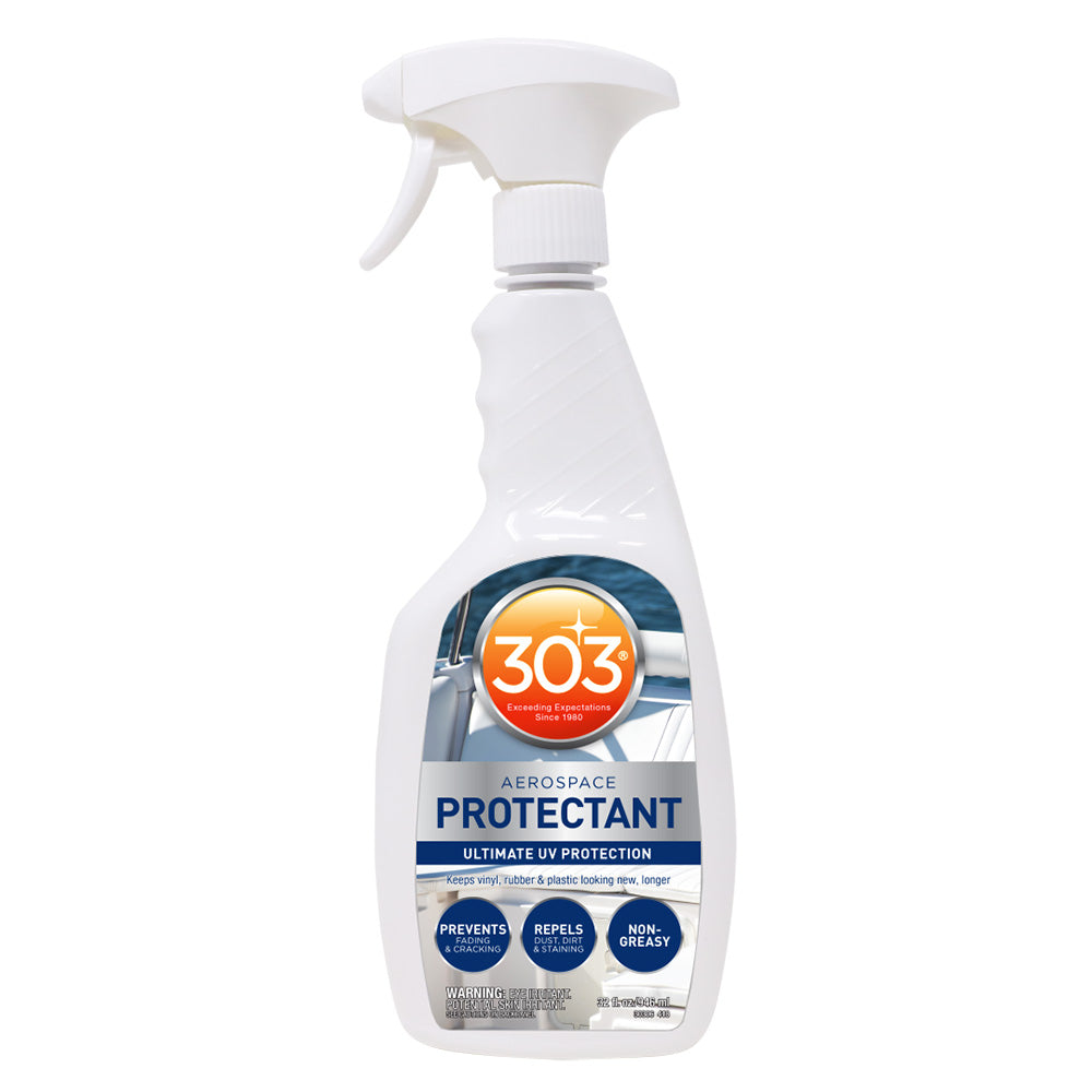 303 Marine Aerospace Protectant 32oz bottle for cleaning and protecting marine and aerospace surfaces, visible with label and spray nozzle.