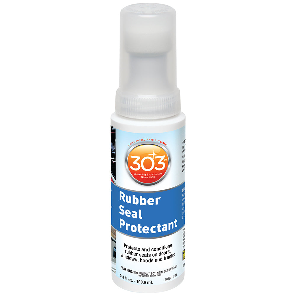 303 Rubber Seal Protectant in 3.4oz bottle, effective cleaning product for rubber seals and weatherproofing.