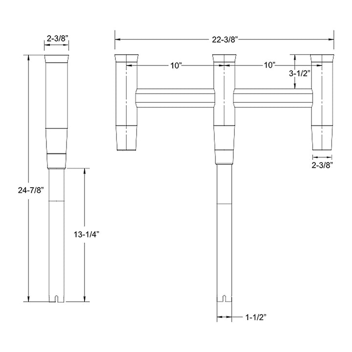 TACO Deluxe Trident Rod Holder Cluster Straight
