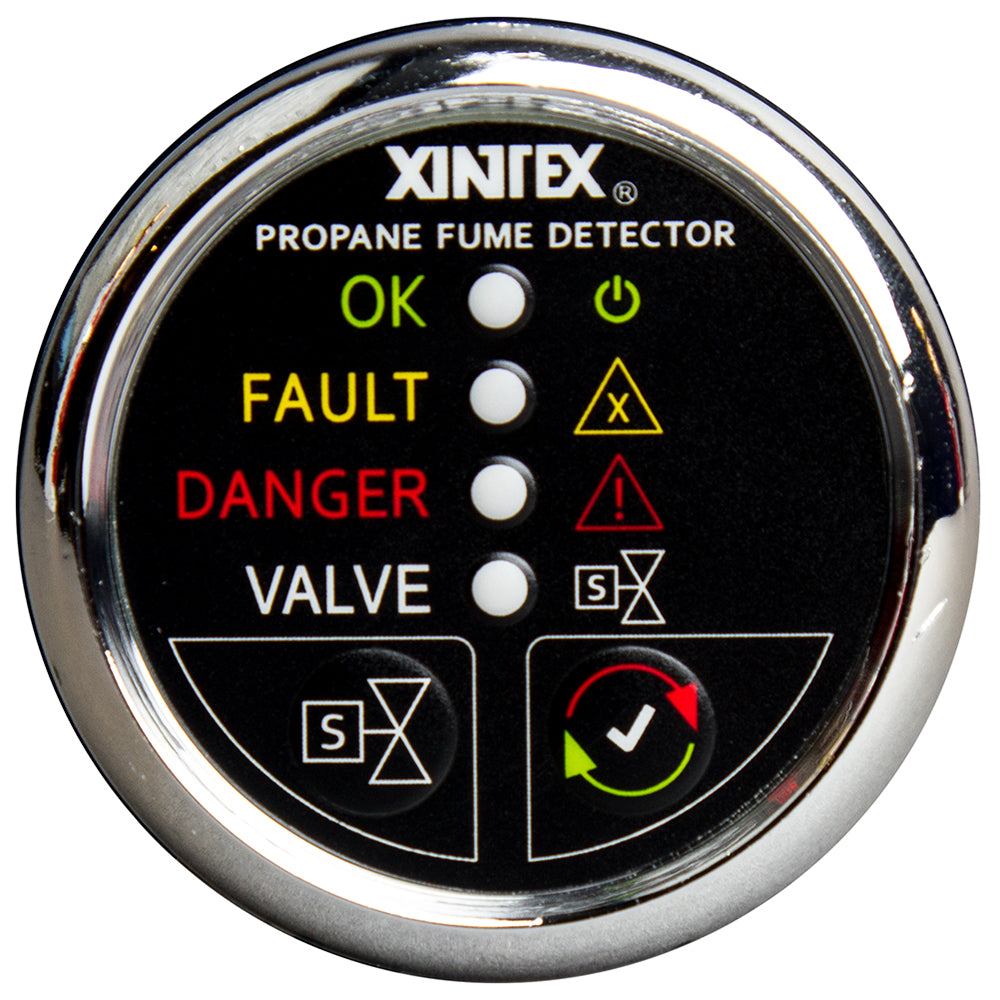 Fireboy-Xintex Propane Fume Detector w/Automatic Shut-Off  Plastic Sensor - No Solenoid Valve - Chrome Bezel Display