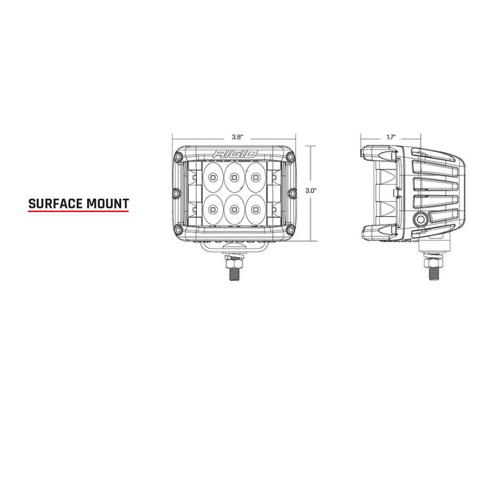 Fixation en surface pour spot RIGID Industries série D-SS PRO - Paire - Noir