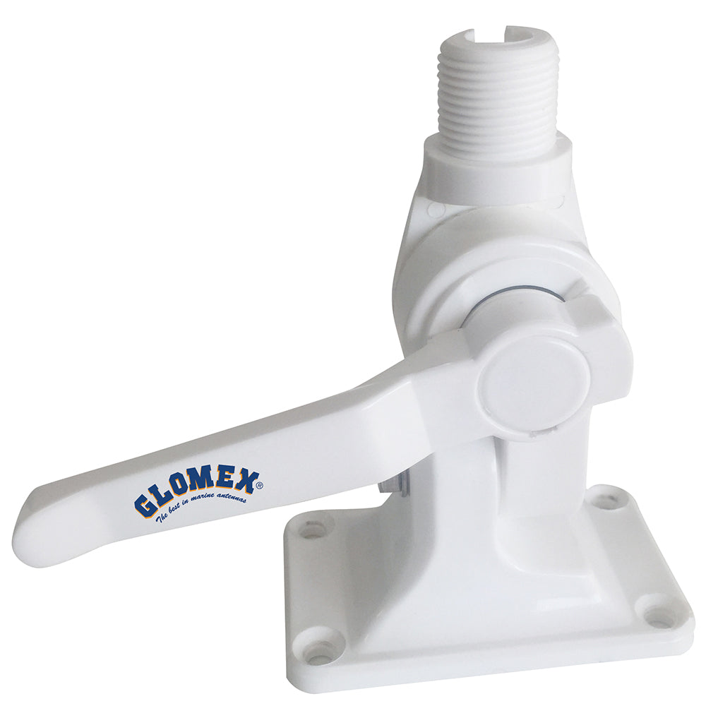 Glomex 4-Way Nylon Heavy-Duty Ratchet Mount w/Cable Slot  Built-In Coax Cable Feed-Thru 1"-14 Thread