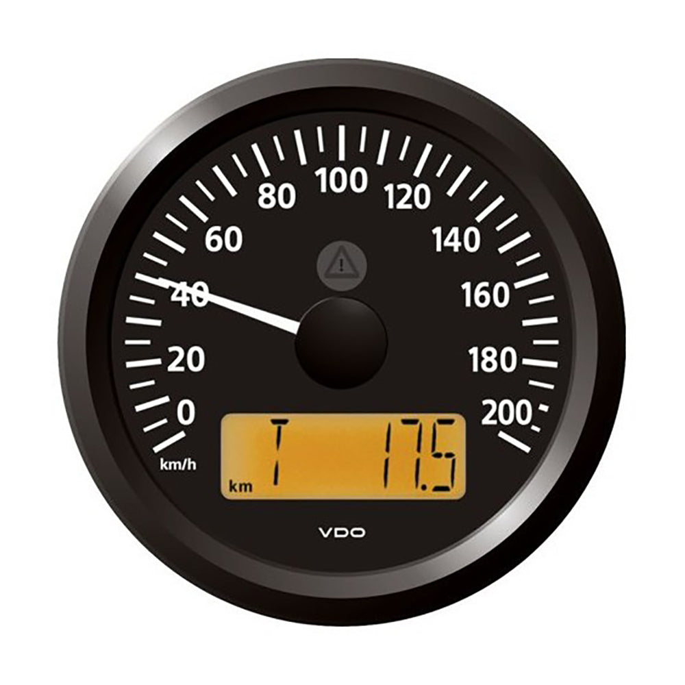 Veratron 3-3/8" (85 mm) ViewLine Speedometer - 0 to 200 KMH - 12/24V - Black Dial  Triangular Bezel