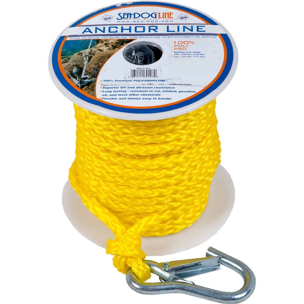 Sea-Dog Poly Pro Anchor Line w/Snap - 3/8" x 75 - Yellow