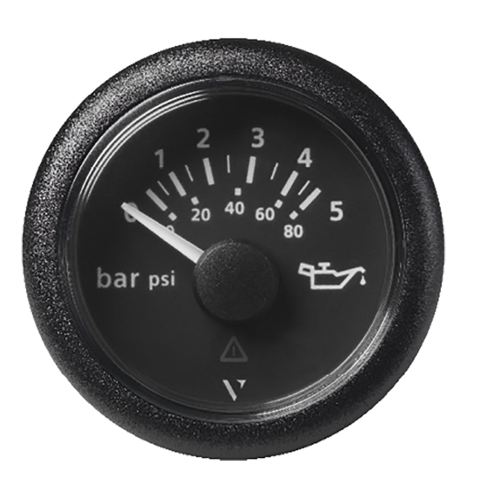 Veratron 52 MM (2-1/16") ViewLine Oil Pressure Gauge 5 Bar/80 PSI - Black Dial  Round Bezel