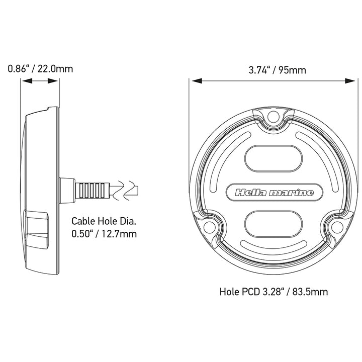 Hella Marine Apelo A2 Blue White Underwater Light - 3000 Lumens - Black Housing - Charcoal Lens w/Edge Light