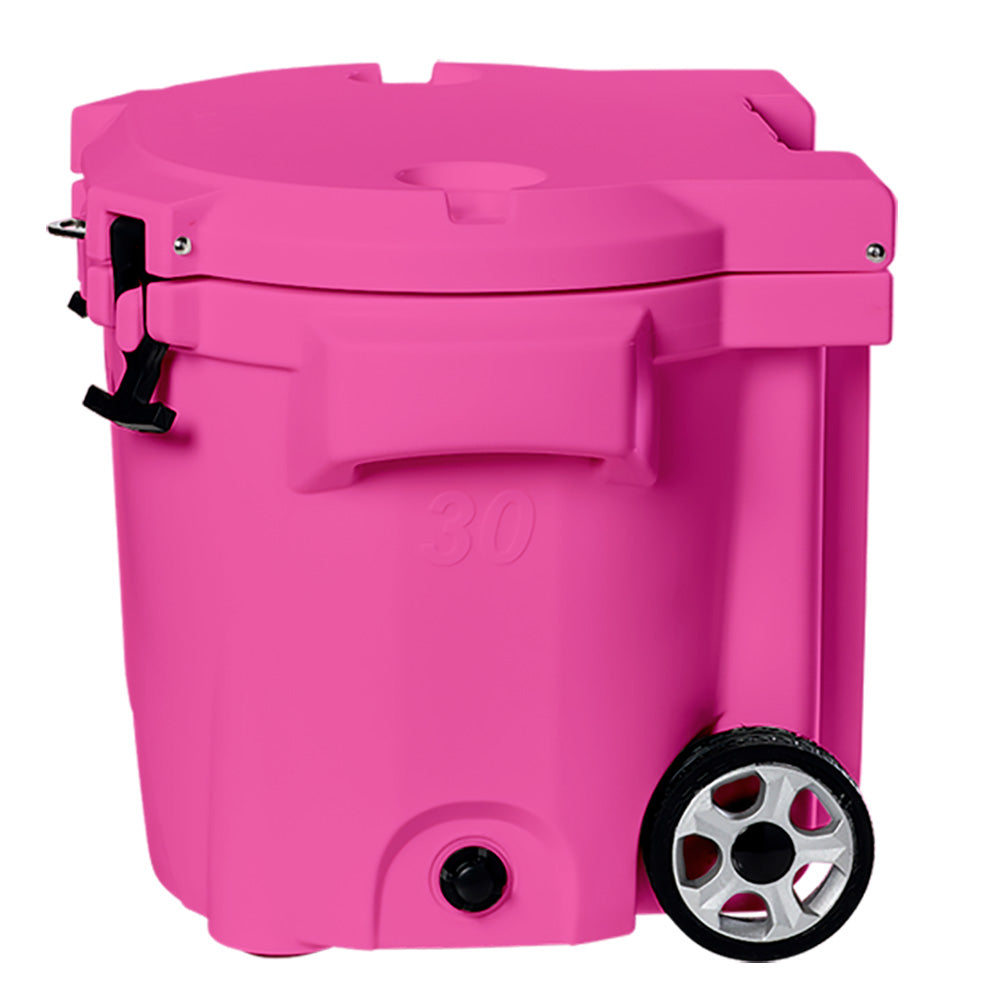 LAKA Coolers 30 Qt Cooler w/Telescoping Handle  Wheels - Pink