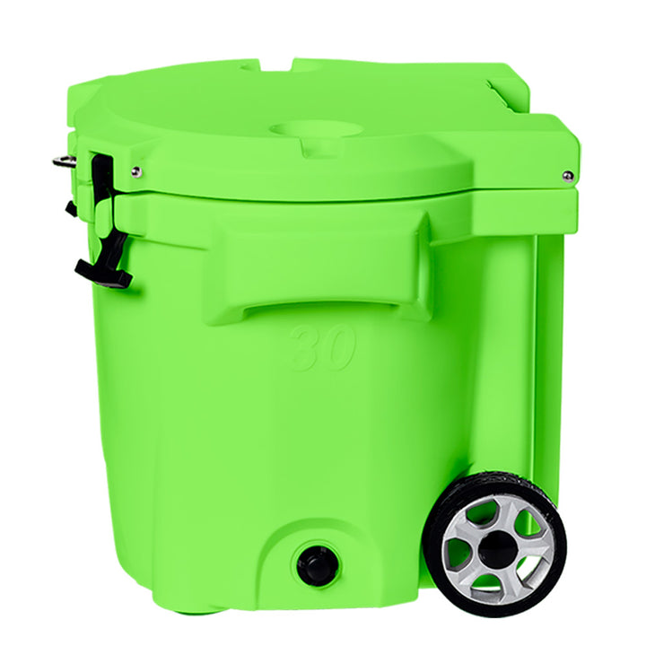 LAKA Coolers 30 Qt Cooler w/Telescoping Handle  Wheels - Lime Green