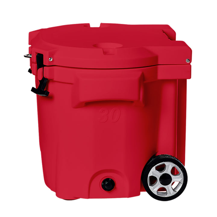 LAKA Coolers 30 Qt Cooler w/Telescoping Handle  Wheels - Red