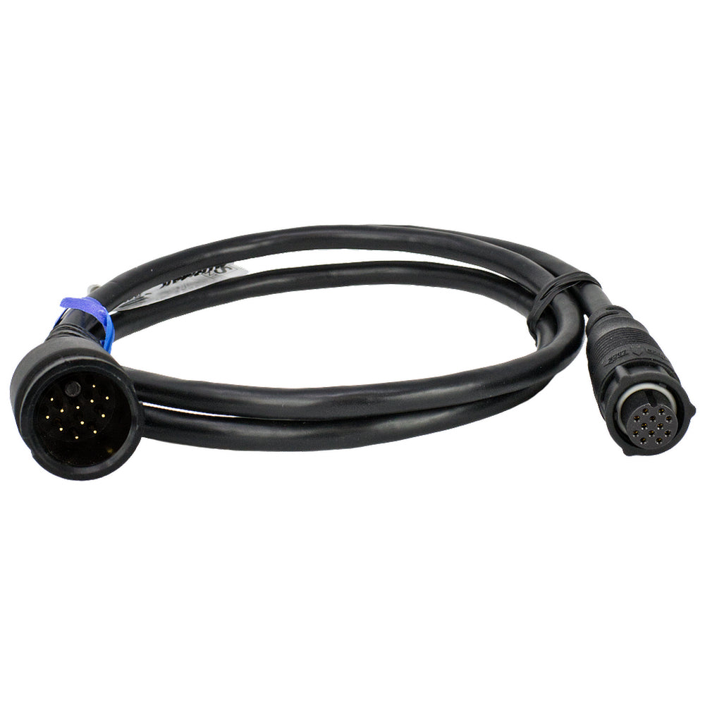 Airmar Furuno 12-pin mix match cable for CHIRP dual element transducers, shown with connectors and cable length.