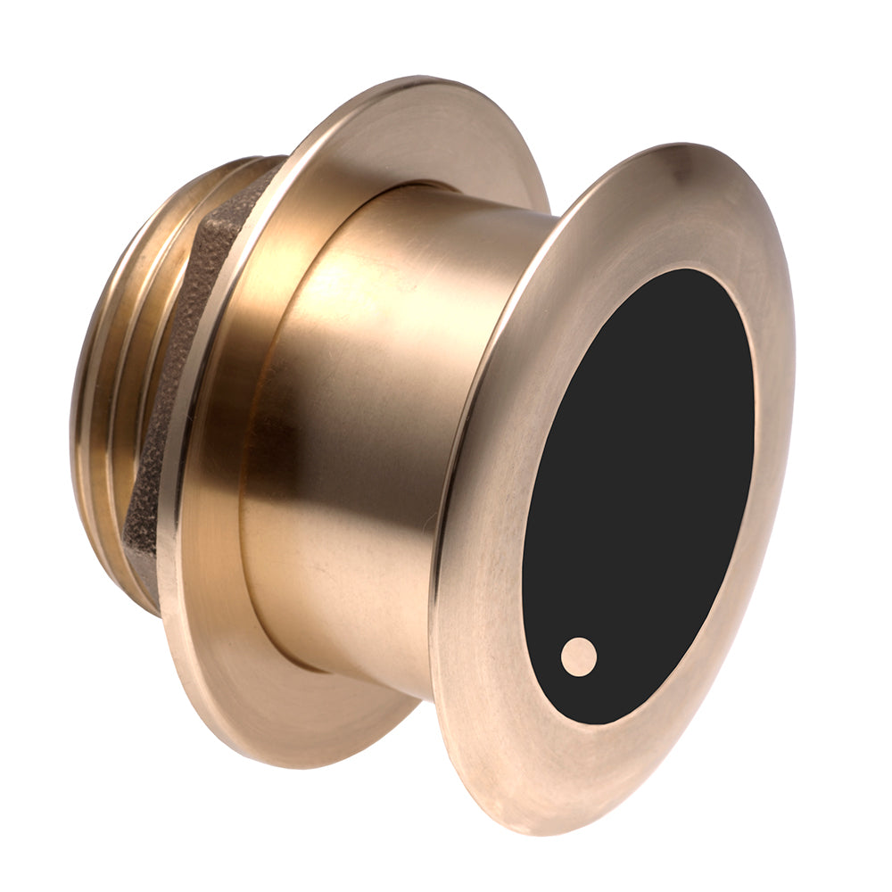 Airmar B175M bronze thru-hull transducer with 20° tilt for 1kW marine depth measurement, shown with matching cable.