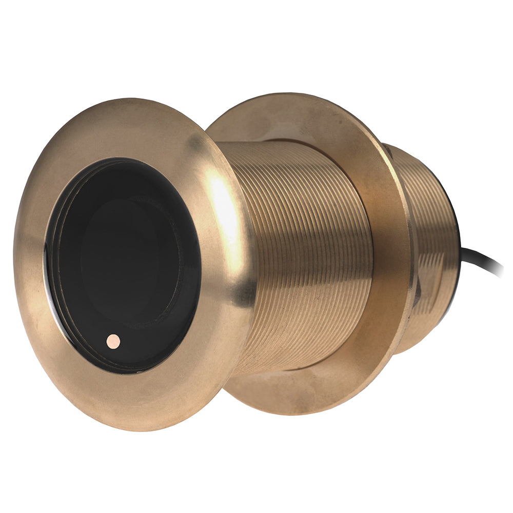 Airmar B75M Bronze Chirp Thru Hull 12 Tilt transducer for marine sonar, 600W power, with cable connection.