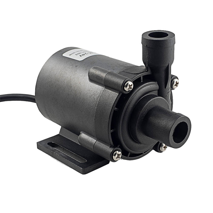 Albin Group DC driven circulation pump with brushless motor BL30CM, 12V, showing compact design and connection ports.