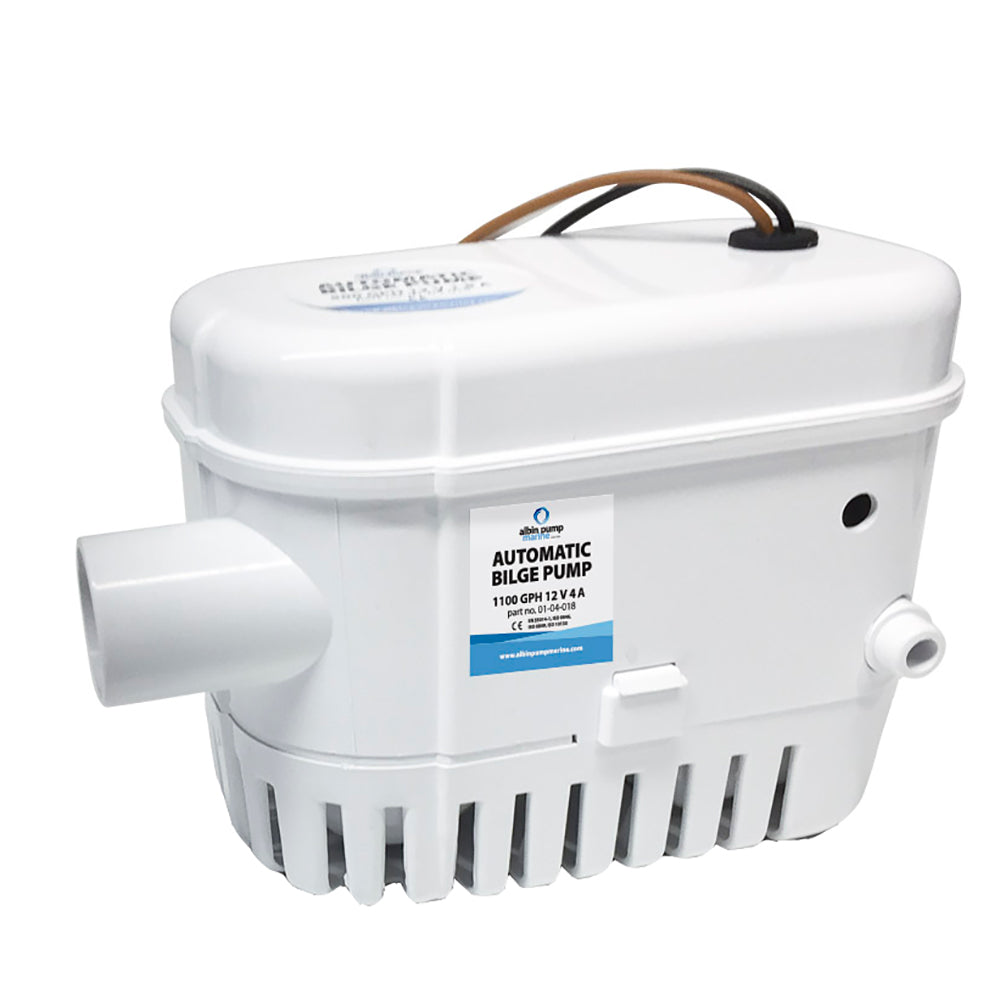 Albin Group automatic bilge pump 1100 GPH 12V for marine bilge water removal, with durable construction and compact design.