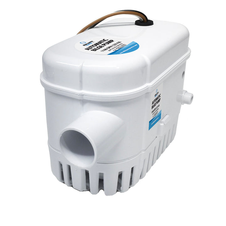 Albin Group automatic bilge pump 1100 GPH, 12V model, showing compact design and durable construction for marine bilge water removal.