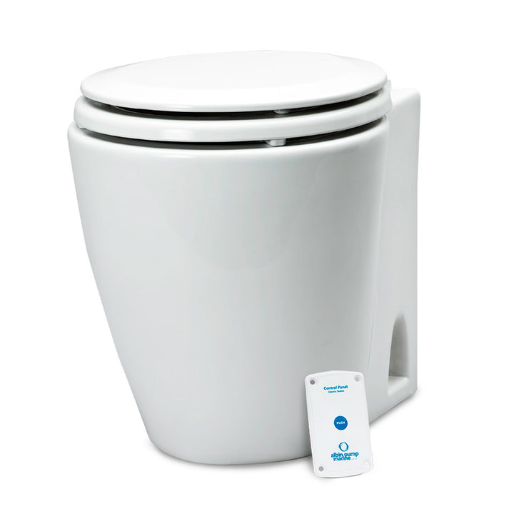 Albin Group Marine Design electric marine toilet, standard 12V marine sanitation toilet with compact design and durable build.
