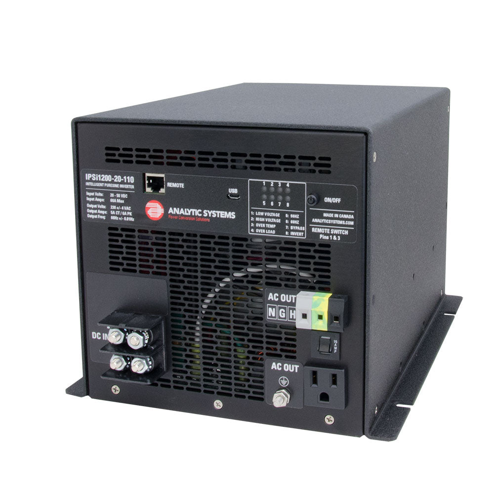 Onduleur intelligent à onde sinusoïdale pure de 1 200 W, entrée 20-40 V, sortie 110 V, Analytic Systems