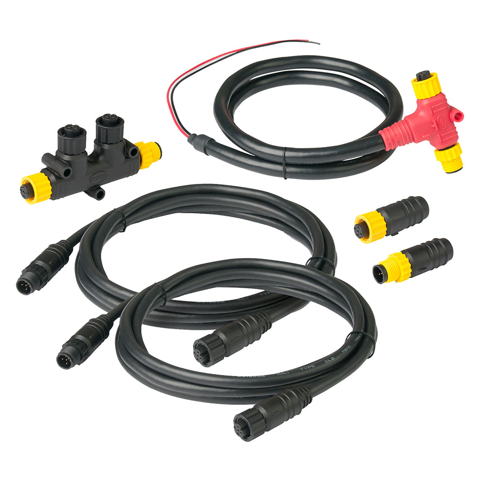 Ancor NMEA 2000 Dual Device Starter Kit with NMEA cables and sensors for marine networking and data communication.