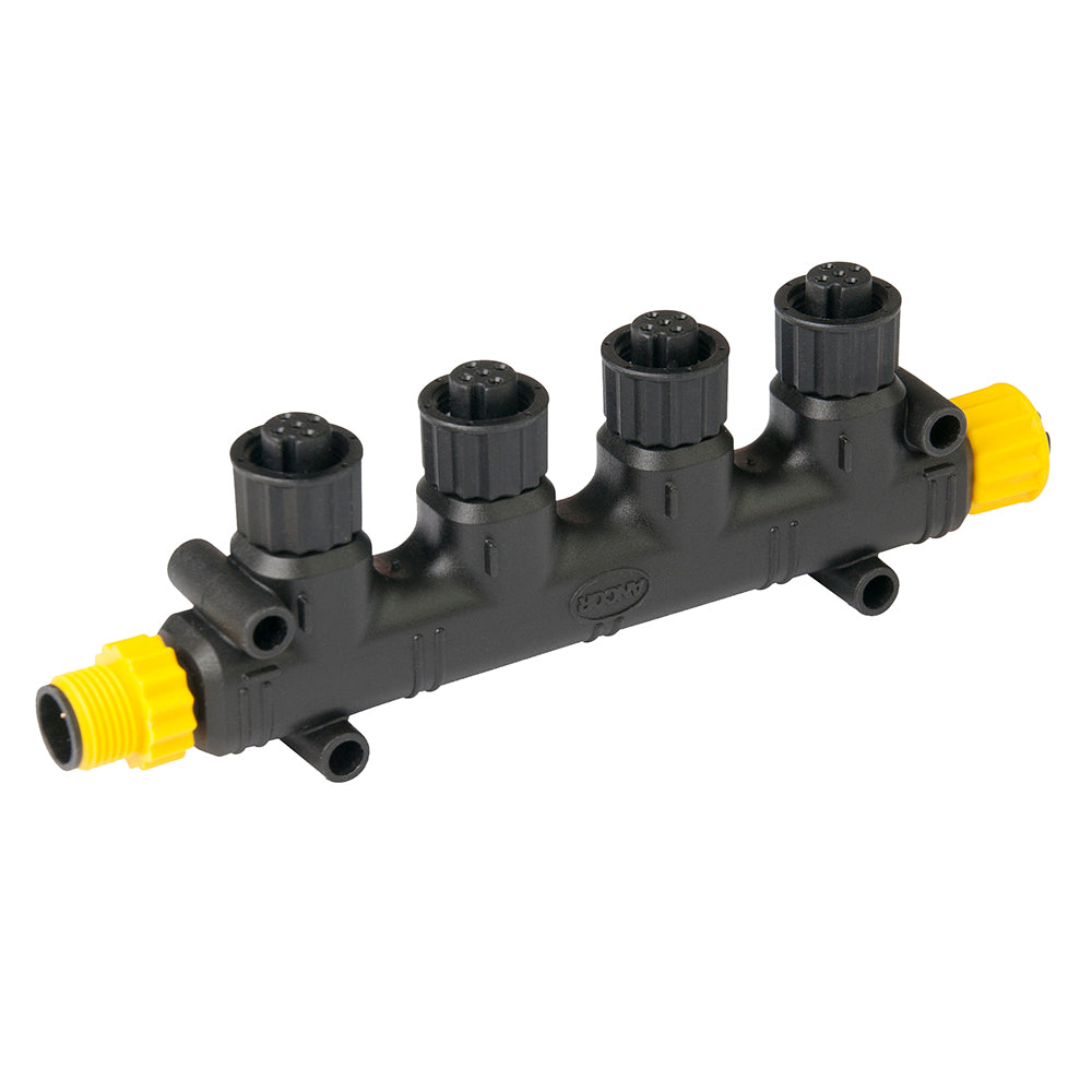 Ancor NMEA 2000 four-way tee connector for marine electronics, compatible with NMEA cables and sensors.