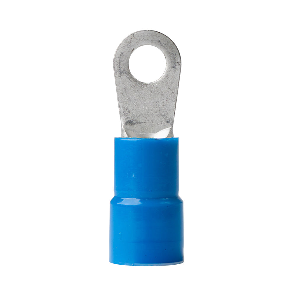 Ancor 6 AWG nylon ring terminal, 1/4 inch size, for electrical wiring, shown in a 25-pack bundle with metal ring connection.