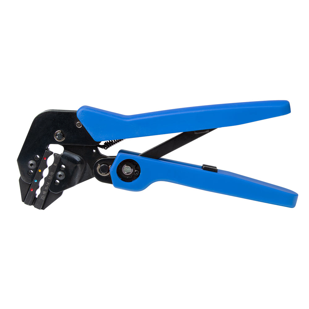 Ancor angled ratcheting crimper tool for 22 to 8 AWG single crimping, designed for electrical wire termination.