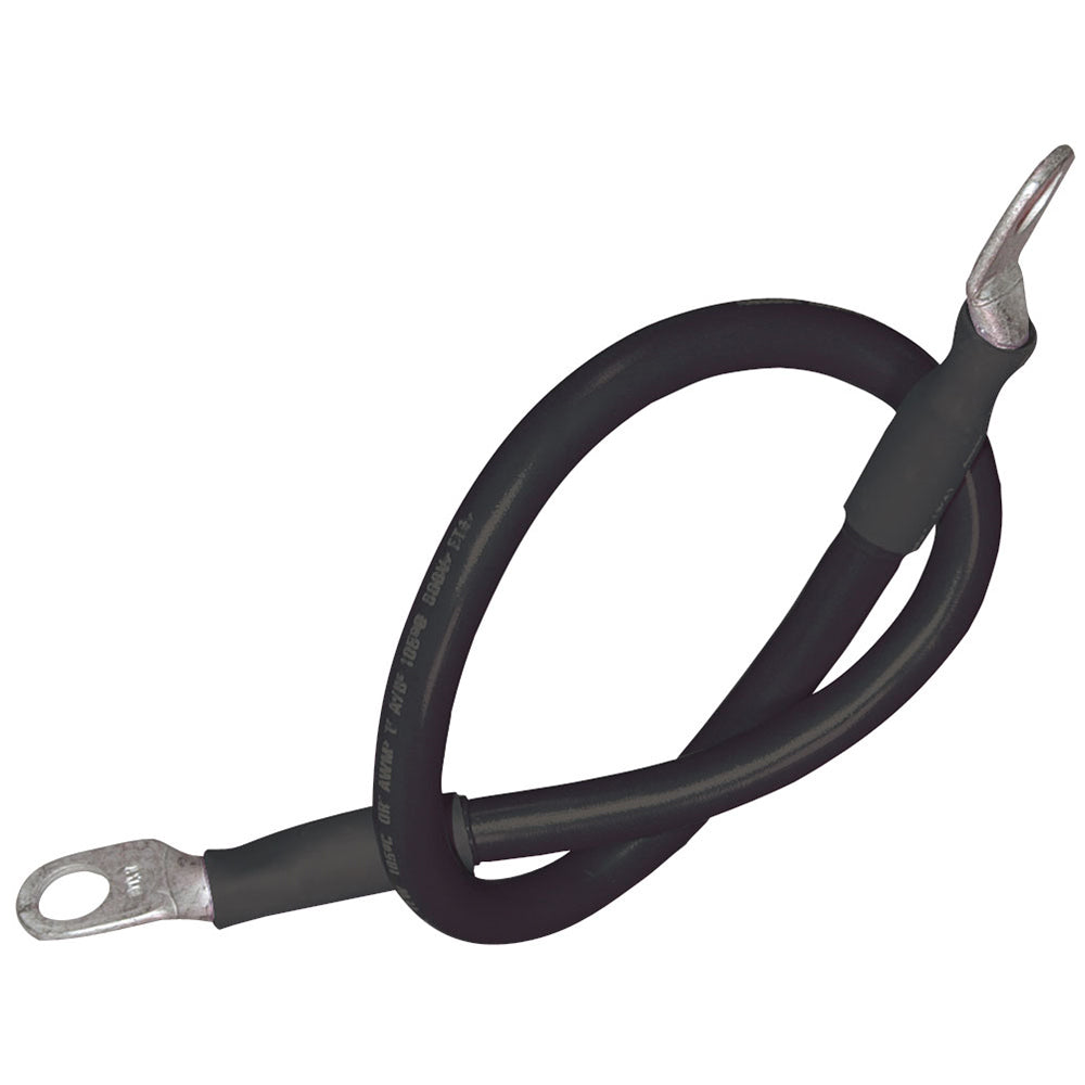 Ancor 2 AWG black battery cable assembly with 5/16 inch stud, 18-inch length, showing wire and terminal connections.