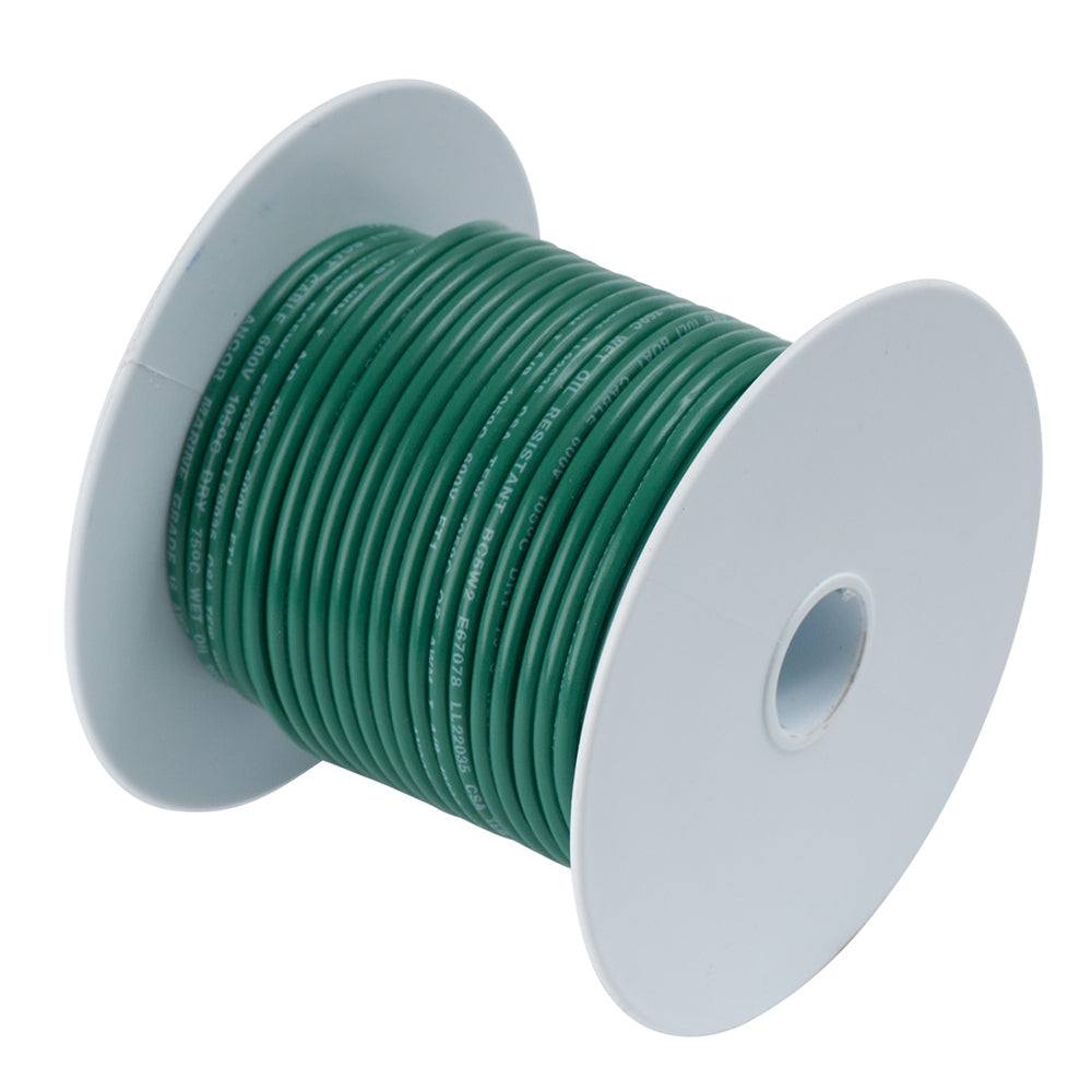 Ancor Green 8 AWG tinned copper wire, 50-foot length, flexible electrical wire for marine or industrial use.